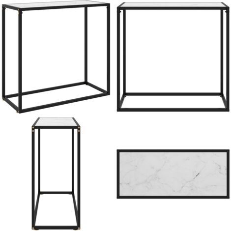 Mesa consola vidrio templado blanco 80x35x75 cm - Mesa auxiliar - Mesa de vidrio templado