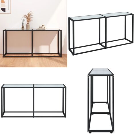 Mesa consola vidrio templado mármol blanco 160x35x75,5 cm - Mesa auxiliar - Mesa de vidrio templado