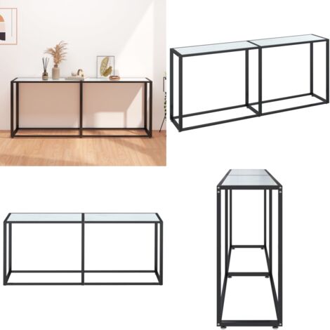 Mesa consola vidrio templado mármol blanco 180x35x75,5 cm - Mesa auxiliar - Mesa de vidrio