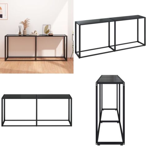Mesa consola vidrio templado negro 180x35x75,5 cm - Mesa auxiliar - Mesa de vidrio templado