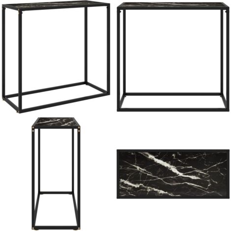 Mesa consola vidrio templado negro 80x35x75 cm - Mesa auxiliar - Mesa de vidrio templado