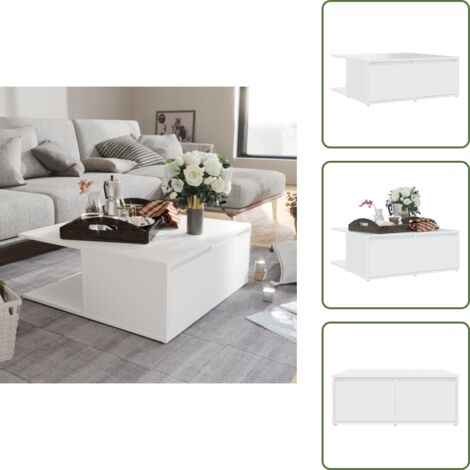 Mesa contrachapada - vidaXL Mesa de centro madera contrachapada blanco 80x80x31 cm - Mesa blanca