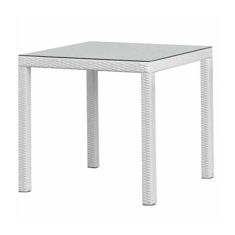 

Mesa COSTA, aluminio, ratán blanco beige, 80x80 cms
