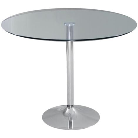 MBTIC Mesa cristal redonda Iñaki acabado cromo, 75cm(alto) 105cm(ancho) 105cm(largo)