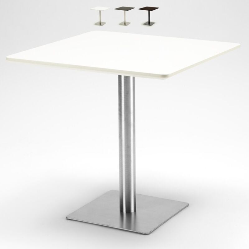 

Ahd Amazing Home Design - Mesa cuadrada 90 x 90 cm con soporte en el centro para bar café Horeca | Color: Blanco - Plata