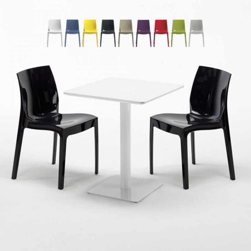 

Mesa Cuadrada Blanca 60x60 cm con 2 Sillas De Colores Ice Lemon | Color: Negro