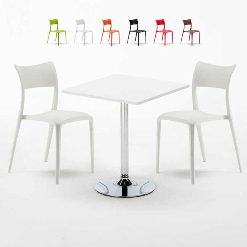 

Mesa Cuadrada Blanca Con 2 Sillas De Colores Interior Bar Parisienne Cocktail | Color: Blanco