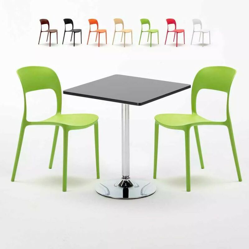 

Mesa Cuadrada Negra Con 2 Sillas De Colores Interior Bar Restaurant Mojito | Verde