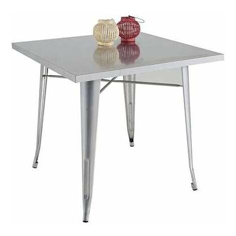 Mesa cuadrada para cocina o comedor acabado metal plata, 80cm(ancho) 75cm(alto) 80cm (largo)