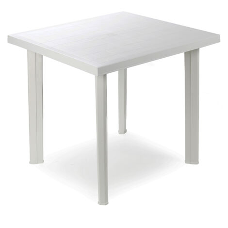 Mesa cuadrada para exterior. color: blanco 80x75x72cm ipae progarden