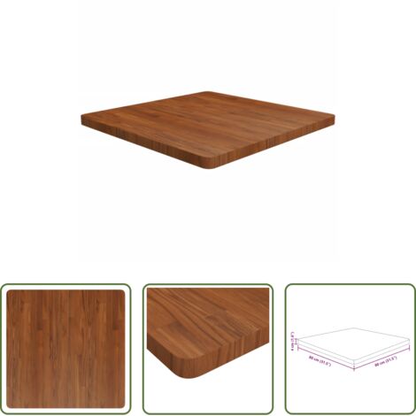 Mesa cuadrada -  Tablero de mesa cuadrada madera roble marrón oscuro 80x80x4 cm