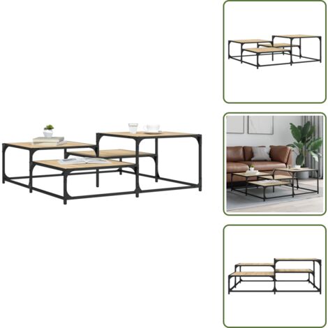 Mesa cuadrada - vidaXL Mesa de centro madera de ingeniería roble Sonoma 107x107x40 cm - Mesa de roble