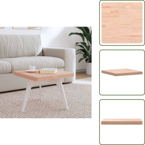 Mesa cuadrada - vidaXL Tablero de mesa cuadrado de madera maciza de haya 50x50x4 cm - Superficie de mesa