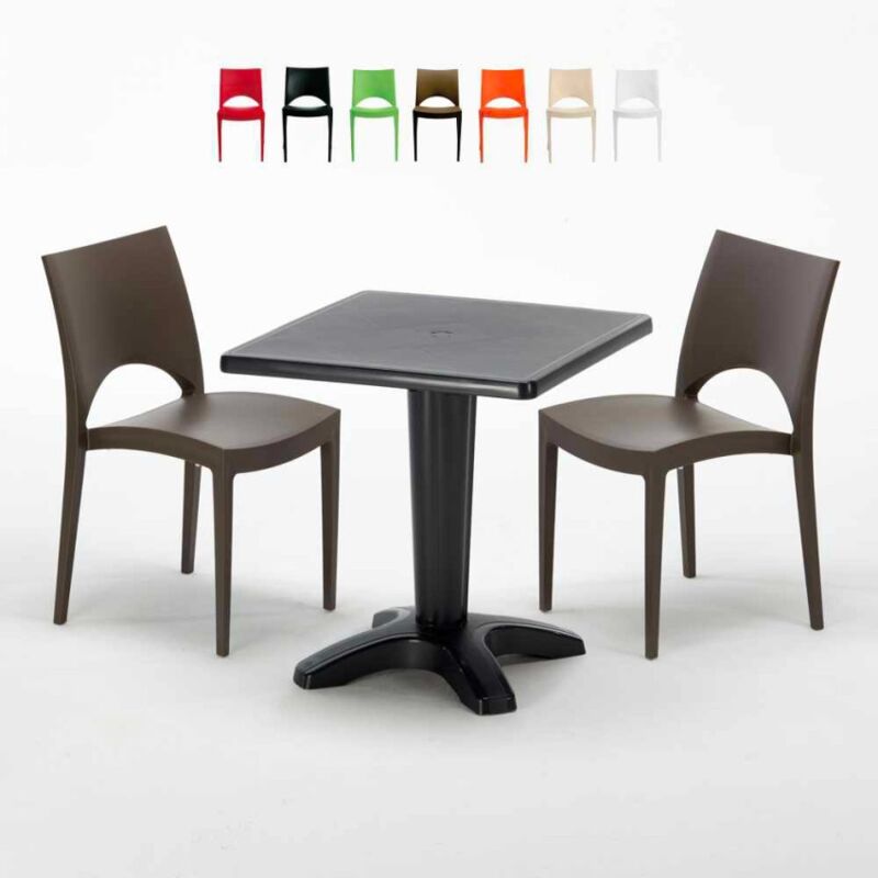 

Mesa Cuadrada Negra 70x70 cm y 2 Sillas De Colores Paris Aia | Marrón