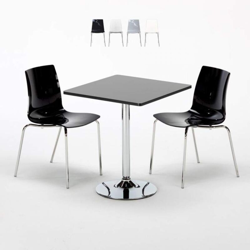 

Grand Soleil - Mesa Cuadrada Negra 70x70 cm y 2 Sillas De Colores Lollipop Platinum | Negro