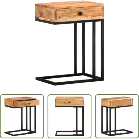 Mesa de acacia -  Mesa auxiliar forma de U madera maciza de acacia 45x30x61 cm