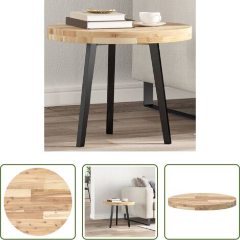 Mesa de acacia -  Tablero de mesa redondo madera maciza de acacia Ø50x4 cm