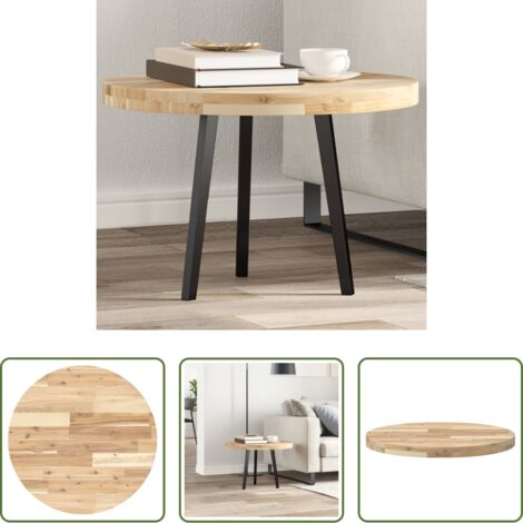 Mesa de acacia -  Tablero de mesa redondo madera maciza de acacia Ø60x4 cm