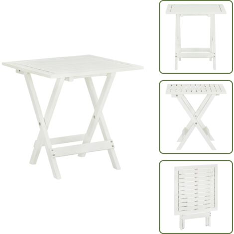 Mesa de acacia - vidaXL Mesa terraza bistró madera maciza de acacia blanco 46x46x47 cm - Mesa de exterior