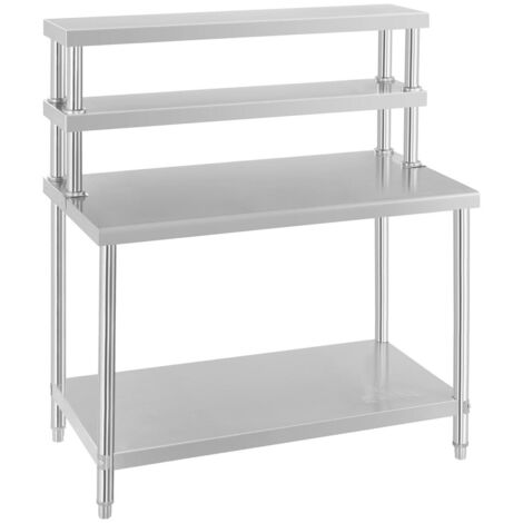 Mesa de acero inoxidable con estante de acero inoxidable de 2 niveles 140003726