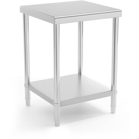 Mesa De Acero Inoxidable Para Hostelería Cocina Profesional 60 x 60 cm 150 kg - Plateado