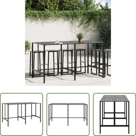 Mesa de acero -  Mesa alta de bar acero recubrimiento polvo negro 200x100x110 cm