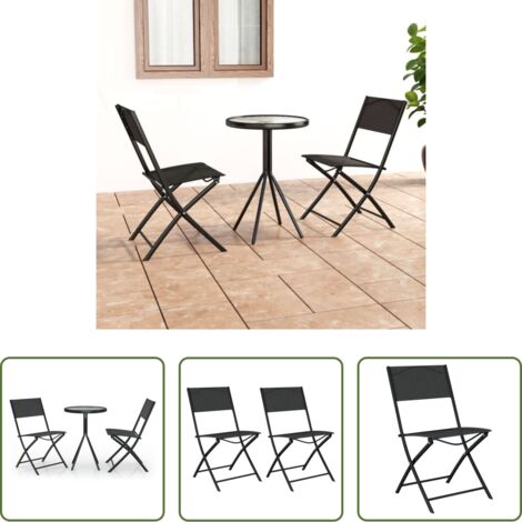Mesa de acero -  Mesa y sillas de bistró 3 piezas acero negro