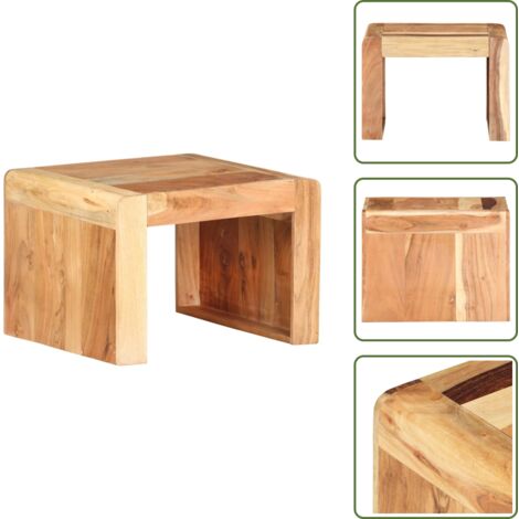 Mesa de acero - vidaXL Mesa auxiliar de madera maciza de acacia 43x40x30 cm - Mesa de diseño industrial