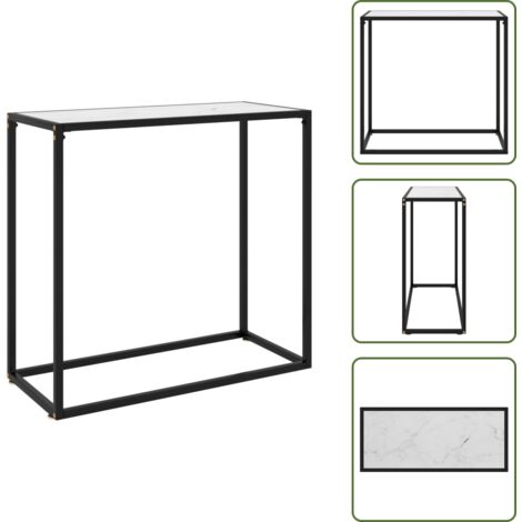 Mesa de acero - vidaXL Mesa consola vidrio templado blanco 80x35x75 cm - Mesa moderna