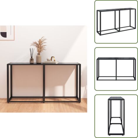 Mesa de acero - vidaXL Mesa consola vidrio templado negro 140x35x75,5cm -