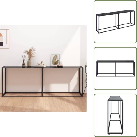 Mesa de acero - vidaXL Mesa consola vidrio templado negro 200x35x75,5 cm -