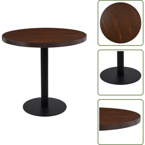 Mesa de acero - vidaXL Mesa de bistró MDF marrón oscuro 80 cm - Mesa de comedor