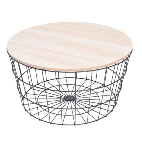Mesa de almacenaje de 68cm en madera marrón y hierro, apta para interior, estudio y terraza