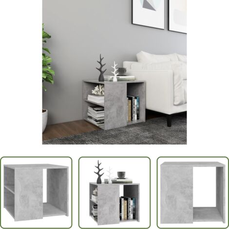 Mesa de almacenamiento -  Mesa auxiliar madera contrachapada gris hormigón 50x50x45 cm