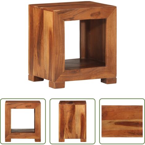 Mesa de almacenamiento -  Mesa auxiliar madera maciza acacia 37x29x40 cm
