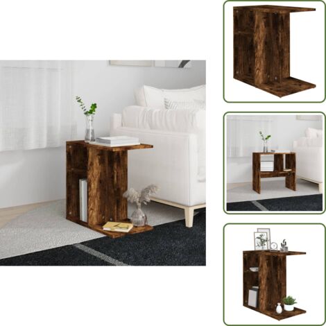 Mesa de almacenamiento - vidaXL Mesa auxiliar madera contrachapada roble ahumado 50x30x50 cm - Mesa de sofá