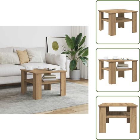 Mesa de almacenamiento - vidaXL Mesa de centro madera de ingeniería roble artisan 60x60x42 cm - Mesa de centro de roble