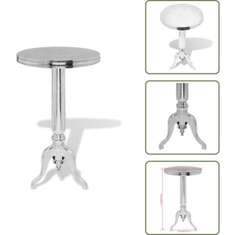 Mesa de aluminio - vidaXL Mesa auxiliar redonda de aluminio color plateada - Mesita decorativa