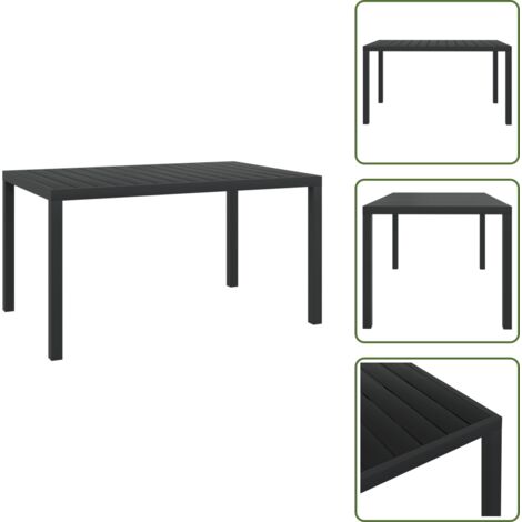 Mesa de aluminio - vidaXL Mesa de jardín de aluminio y WPC negra 150x90x74 cm - Mesa de WPC