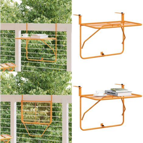 Mesa de balcón acero amarillo 60x40 cm - Acero - Plegable