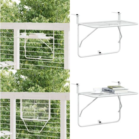 Mesa de balcón acero blanca 60x40 cm - Mesa plegable - Acero