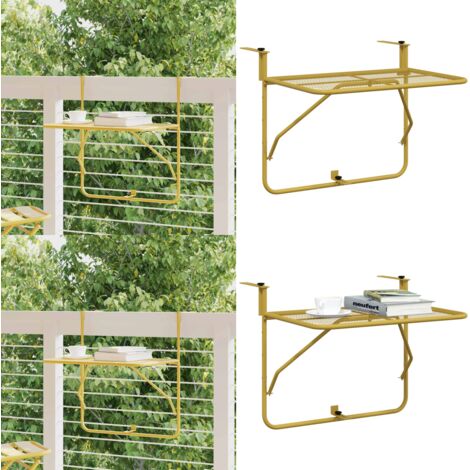 Mesa de balcón acero dorado 60x40 cm - Mesa plegable - Mesa de exterior