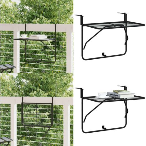 Mesa de balcón de acero negro 60x40 cm - Mesa de centro - Mesa auxiliar