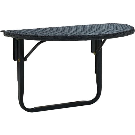 Mesa de balcón de ratán sintético negro 60x60x32 cm vidaXL - Negro