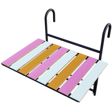 Mesa de balcón plegable de metal y madera de pino 60 x 40 x 58 cm multicolor 030010985