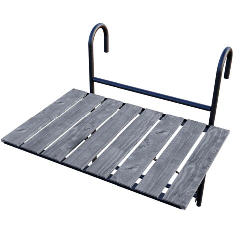 Mesa de balcón plegable metal y madera de pino 60 x 40 x 58 cm gris estructurado 030010984
