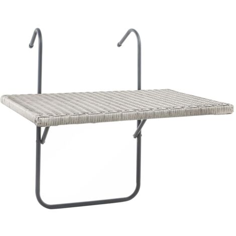 Mesa de balcón plegable y superficie aspecto de mimbre gris 60x40cm HI - Gris