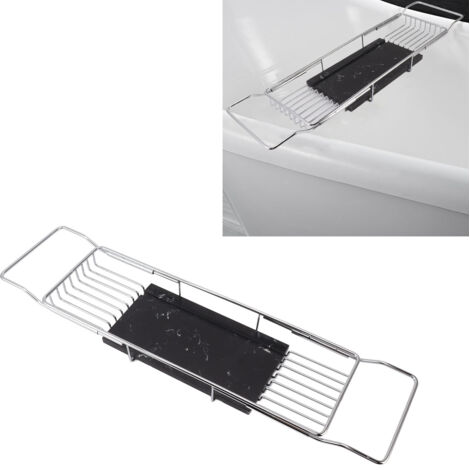 Mesa de baño de mármol y metal, extensible, antideslizante, ahorra espacio y es multifuncional.
