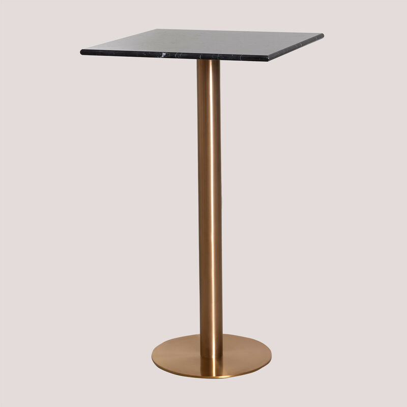 

Sklum - Mesa de Bar Alta Cuadrada en Mármol (60x60 cm) Chack Metalizada Oro Rosa Negro