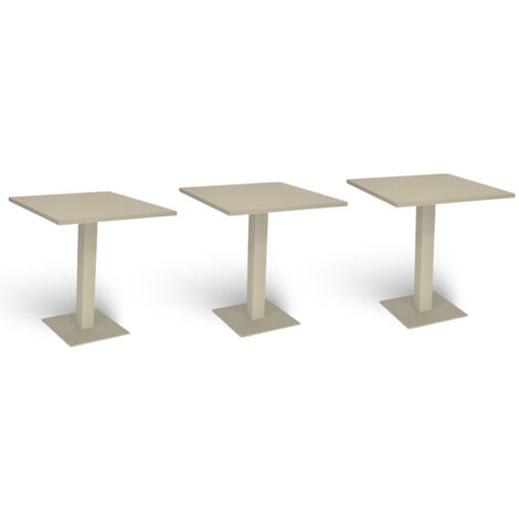 Mesa de bar beige cm 70 x cm 70 con tapa de aluminio pintado x 3